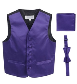 Boys Vest Set - EGGPLANT