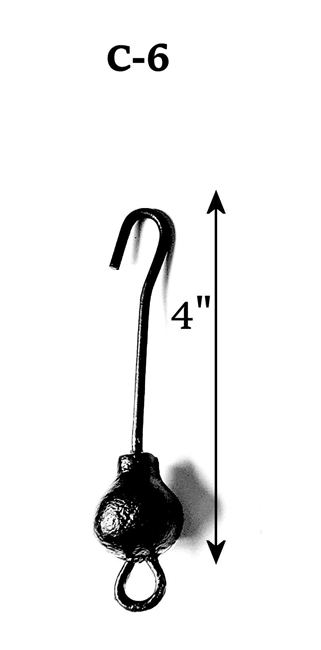 4" Bell Clapper to fit a 6" diameter iron bell, includes leather lanyard