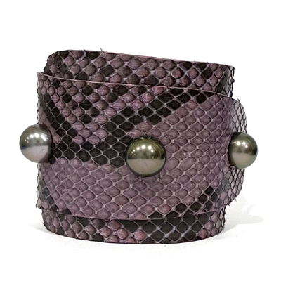 Lafayette Tahitian Pearl and Snakeskin Cuff Bracelet