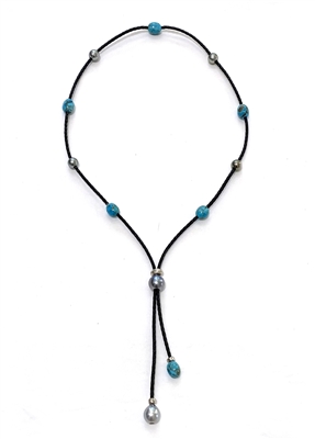 Tahitian  Pearl and Turquoise Jackson Bolero Lariat