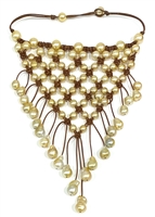 Wendy Mignot South Sea Gold Pearl and Leather Metropolitan Necklace