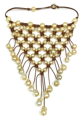 Wendy Mignot South Sea Gold Pearl and Leather Metropolitan Necklace
