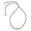 Fine Pearls and Leather Jewelry by Designer Wendy Mignot Lady Jane Single Freshwater Slider Necklace White