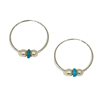 Wendy Mignot Silver Three-Pearl Hoop Earrings - White, Turquoise, White