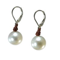 photo of Wendy Mignot Coastal Single Freshwater Pearl and Leather Earrings White