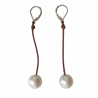 photo of Wendy Mignot Coastal Single Freshwater Pearl and Leather Earrings White II