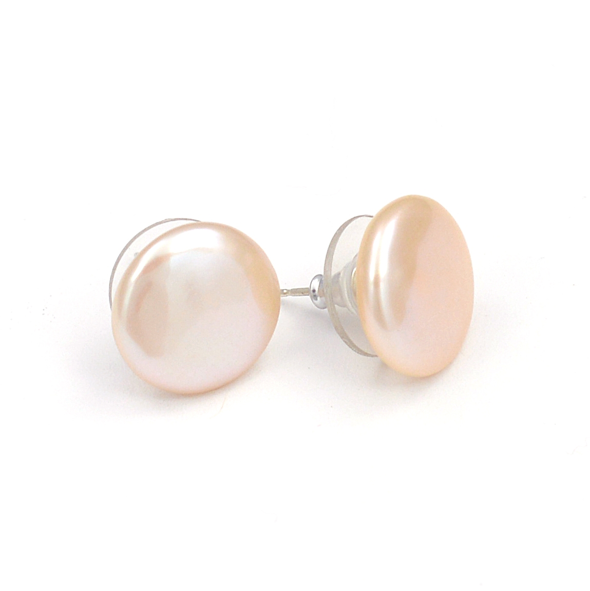 Wendy Mignot |Flat Coin Freshwater Pearl Stud Earrings Blush