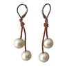 photo of Wendy Mignot Cherries Freshwater Pearl and Leather Earrings White