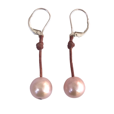 photo of Wendy Mignot Coastal Single Freshwater Pearl and Leather Earrings Blush I