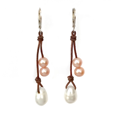 photo of Wendy Mignot Kendall Freshwater Pearl and Leather Earrings