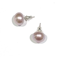 photo of Wendy Mignot Margot Button Pearl Stud Earrings 11-12mm Lavender