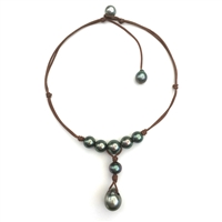 photo of Wendy Mignot Watercolor Tahitian Pearl and Leather Necklace