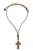 photo of Wendy Mignot Byzantine Traditional Cross and Tahitian Pearl and Leather Necklace XL