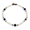 photo of Wendy Mignot Freshwater Pearl and Leather with cobalt and brass African Trading Beads Necklace