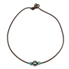photo of Wendy Mignot Emerald and Single Tahitian Pearl and Leather Venus Necklace