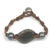 photo of Wendy Mignot Labradorite and Tahitian Pearl and Leather Bracelet