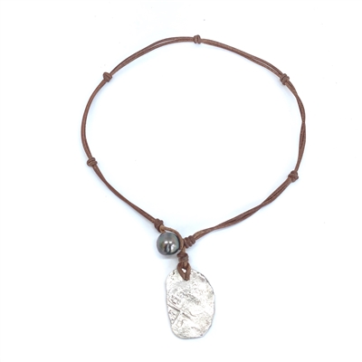 Fine Pearls and Leather Jewelry by Designer Wendy Mignot Consolacion Silver Shipwreck Coin, Pearl Necklace