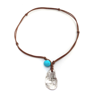 Fine Pearls and Leather Jewelry by Designer Wendy Mignot Concepcion Silver Shipwreck Coin, Turquoise Necklace