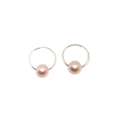 Cannes Rose Pearl Endless Hoop Earrings, Pink/Blush by Designer Wendy Mignot