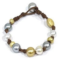 photo of Wendy Mignot Golden Gypsy South Sea Pearl and Tahitian Pearl and Leather Bracelet 6