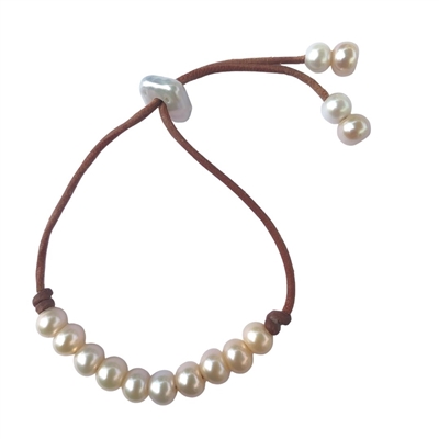 Lanai Shaka Freshwater Pearl Slider Bracelet by Wendy Mignot