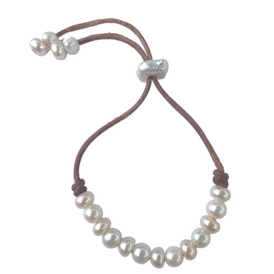 Oahu Shaka Freshwater Pearl Slider Bracelet by Wendy Mignot