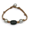 photo of Wendy Mignot Tahitian Pearl and Leather with Black Petoskey Stone Bracelet