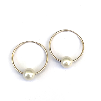 photo of Wendy Mignot Venice Freshwater Pearl Endless Hoop Gold-Filled Earrings, White