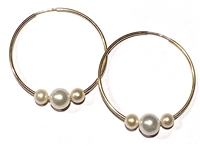 photo of Wendy Mignot 14k Gold-Filled Three Pearl Hoop Earrings - White,White, White
