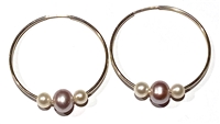 photo of Wendy Mignot 14k Gold-Filled Three Pearl Hoop Earrings - White, Pink, White