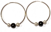 photo of Wendy Mignot 14k Gold-Filled Three Pearl Hoop Earrings - White, Tahitian Black, White