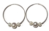 photo of Wendy Mignot Silver Three Pearl Hoop Earrings - White, Silver, White