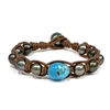 photo of Wendy Mignot Mover and Shaker Tahitian Pearl and Leather with Turquoise Bracelet