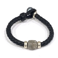 photo of Wendy Mignot Dinosaur Bone Bead and Leather Bracelet with Sterling Silver Accents
