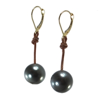photo of Wendy Mignot Bora Bora Single Tahitian Pearl and Leather Earrings I