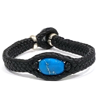 photo of Wendy Mignot Laredo Turquoise and Tahitian Pearl and Leather Braided Bracelet with Silver Accents 1