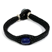 photo of Wendy Mignot Laredo Lapis and Tahitian Pearl and Leather Braided Bracelet with Silver Accents 2