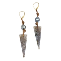 photo of Wendy Mignot Labradorite and Tahitian Pearl and Leather Earrings