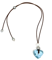 photo of Wendy Mignot South Sea Pearl and Leather Seagrove Necklace with Larimar Heart