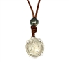 photo of Wendy Mignot Sri Lanka Coin and Tahitian Pearl and Leather Necklace