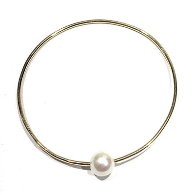 Mahalo Freshwater Pearl 14k Gold Filled Bangle White By Wendy Mignot