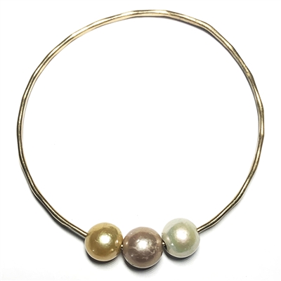 Mahalo Three Freshwater Pearl 14k Gold Filled Bangle Blush