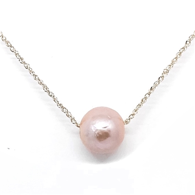 photo of Wendy Mignot Aloha Single Freshwater Floating Pearl 14k Gold Necklace Blush