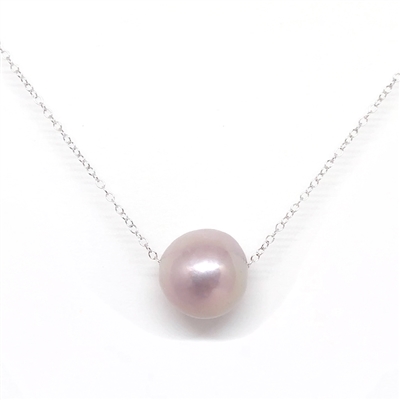 Aloha Single Freshwater Pearl Silver Necklace Blush