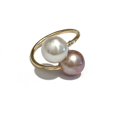 photo of Ohana Freshwater Pearl Single Wrap 14k Gold Filled Ring (Blush/White)
