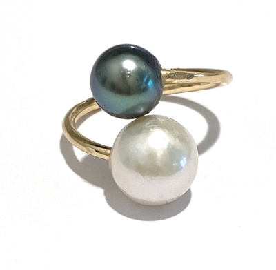 Ohana Tahitian and Freshwater Pearl Single Wrap 14k Gold Filled Ring