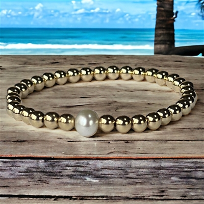 Granada 14k Gold-Filled Bead Bracelet with Single Freshwater Pearl