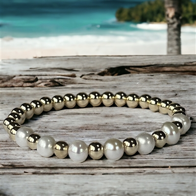 Lima 14k Gold-Filled Bead Bracelet with Seven Freshwater Pearls