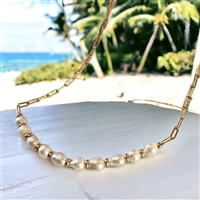 Santiago Paper Clip 14k Gold-Filled Necklace with Freshwater Pearls