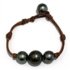 photo of Wendy Mignot Bora Bora Three Pearl Tahitian Pearl and Leather Bracelet No knots